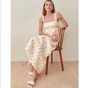 Reformation Tana Linen Floral Maxi Dress in Rosebud Size Large